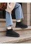 Women's Black Suede Thick Soled Short Ankle Platform Winter Boots - 6