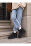 Women's Black Suede Thick Soled Short Ankle Platform Winter Boots - 4
