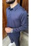 Men's Modal Fabric Polo Collar Half Placket Buttoned Navy Blue Long Sleeve T-Shirt 70 cm Code: Jsm26Pyut - 4