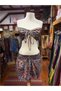 Blue Color Ethnic Patterned Silk Bustier Shorts Set - 4