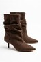 Women's brown suede nut heel suede bellows boots como - 2