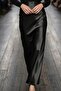 Satin Long Stylish Flowing Skirt Length 95cm Black - 2