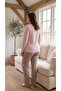 Women's Winter Plus Size Embroidered Patterned Collar Buttoned Long Sleeve Pajama Set - 4
