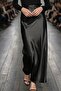 Satin Long Stylish Flowing Skirt Length 95cm Black - 5