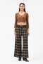 Women's Black Italian Plaid Patterned Belted Elastic Waist Wide Leg Palazzo Trousers 38 - 46 Size - 2