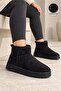 Jina Fur Inside Thick Sole Half Women's Boots Black