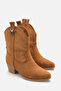 Alba Women's Tan Suede Short Heel Cowboy Boots A030-K722
