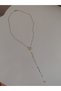 Y Necklace with Clover Detail and Crushed Ball Chain Women's Steel Necklace Steel Y Necklace - 4