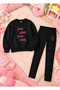 Girl's Crew Neck Sweatshirt and Skinny Leggings Set, 2-Piece Printed Top and Bottom Set
