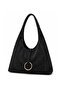 Women's Suede Casual Shoulder Bag with Zipper and Lining, Wide Model