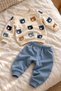 Baby Boy Teddy Bear Patterned 2-Piece Sweatshirt Top and Bottom Set Seasonal 3 6 9 12 Months