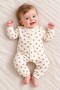 Baby Romper - Cherry Patterned Cream Long Sleeve Snap Romper - 2