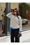 Women's Polo Collar Zippered Striped Knit Sweater - 4