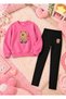 Girl's Crew Neck Sweatshirt and Skinny Leggings Set, 2-Piece Printed Top and Bottom Set