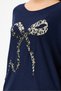 Women's Navy Blue Italian Ribbon Pattern Sequined Lycra Oversize Knitwear Sweater Size 40 - 46 - 3