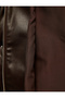 Faux Fur Collar Long Sleeve Zipper Pocket Crop Leather Look Jacket - 5