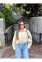 Women's Beige Stand Collar Zipper Detail Jacket