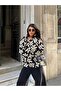 Women's Patterned Zippered Plush Sweatshirt - 7