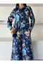 Floral Patterned Linen Hijab Double Set (Shirt & Pants) - 25041 - 4