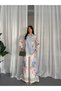 Floral Patterned Linen Hijab Double Set (Shirt & Pants) - 25041 - 4