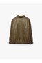 Long Sleeve Oversize Stand Collar Faux Leather Jacket with Zipper Pockets - 7