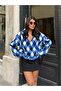 Women's Patterned Zippered Plush Sweatshirt - 5
