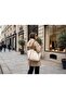 Women's Cream Brown Double Color Soft Leather Shoulder Bag 30X25 cm with Extra Makeup Bag - 2