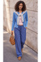 Essentials Blue Soft Textured Fitted Crew Neck Knitwear Cardigan t - 3