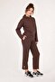 Akana Women's Gold Button Detailed Shirred 3 Thread Tracksuit Set – Two Piece Bottom Top Set - 2