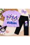 Girl's Lilac Children's Short Sleeve Kromi Printed T-Shirt and Leggings 2-Piece Set