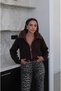 Brown Fur Collared Cardigan - 3