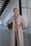 Beige Melange Wool Textured Long Cardigan - 2