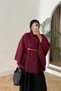 Belted Single Button Detailed Oversize Women's Winter Modest Poncho - 7