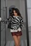 Ecru Zebra Patterned Soft Sweater - 3