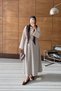 Scarf Detailed Rope Tie Spanish Sleeve Striped Long Winter Women's Dress