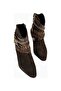 Multi Strap Western Suede Boots Dark Brown 7 cm - 4