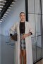 Cream Color Wool Textured Long Cardigan - 6