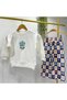 Girls' Cotton 3-Yarn Flower Embroidered Sweatshirt and Flower Pants Set - 2