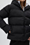 Hooded Stand Collar Zippered Short Inflatable Women's Coat - 3
