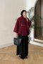 Belted Single Button Detailed Oversize Women's Winter Modest Poncho - 4