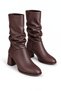 Alessia Women's Brown Bellows Almond Toe Thick Heeled Daily Stylish Boots - 5