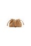 Studio Alexandra Petite Beige Leather Drawstring Chain Strap Women's Clutch Bag