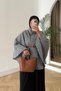 Belted Single Button Detailed Oversize Women's Winter Modest Poncho - 5