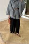 Belted Single Button Detailed Oversize Women's Winter Modest Poncho - 9