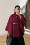 Belted Single Button Detailed Oversize Women's Winter Modest Poncho - 2