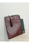Burgundy Faux Leather 13 Inch Laptop & Tablet Case with Zipper and Wrist Strap - 3