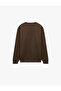 Long Sleeve Three Thread Ribbed Crew Neck Printed Sweatshirt - 2