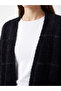 Alita City Lcw Everyday Black Plush Plaid Midi Women's Cardigan with a Difference - 4