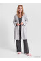 Alita City Lcw Dream Gray Plush Plain Long Sleeve Women's Dressing Gown with a Difference
