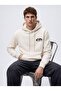 Regular Fit Hooded Cream Sweatshirt with Print Detail - 2